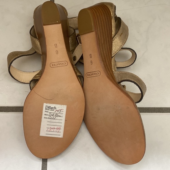Coach Gold Sandal Wedge - Picture 2 of 2